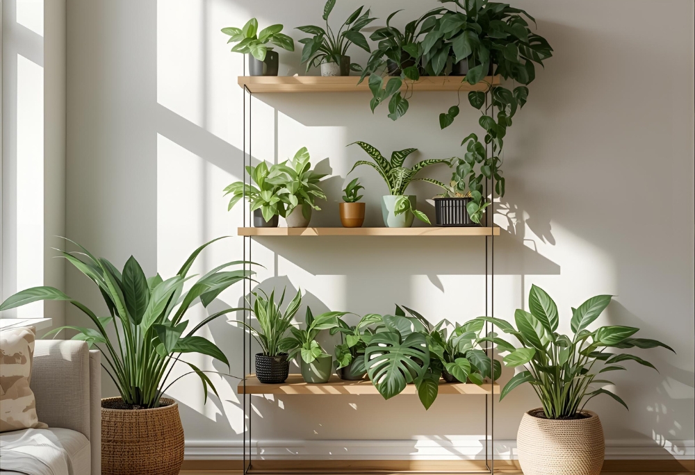 Indoor plants in a modern home interior for wellness and stress relief | Los Angeles by R.E.A.L.|cw Architecture.